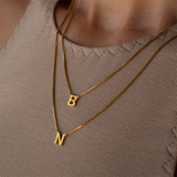 Stainless Steel Letter Necklace A-Z Plated Box Chain Collar Jewelry