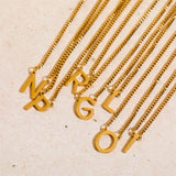Stainless Steel Letter Necklace A-Z Plated Box Chain Collar Jewelry