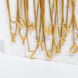 Stainless Steel Letter Necklace A-Z Plated Box Chain Collar Jewelry