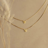 Stainless Steel Letter Necklace A-Z Plated Box Chain Collar Jewelry