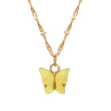 Acrylic Butterfly Pendant Necklace Vintage Pearl Clavicle Chain Jewelry