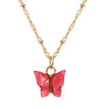 Acrylic Butterfly Pendant Necklace Vintage Pearl Clavicle Chain Jewelry