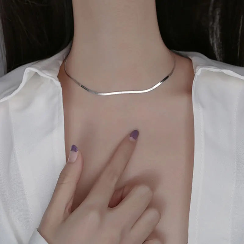Snake Clavicle Chain Silver Necklace Women's Collar Jewelry