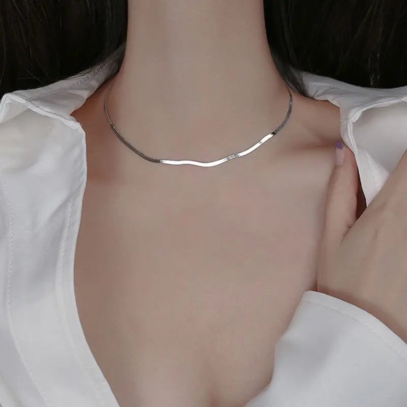Snake Clavicle Chain Silver Necklace Women's Collar Jewelry