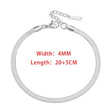 Stainless Steel Ankle Bracelet Flat Snake Chain