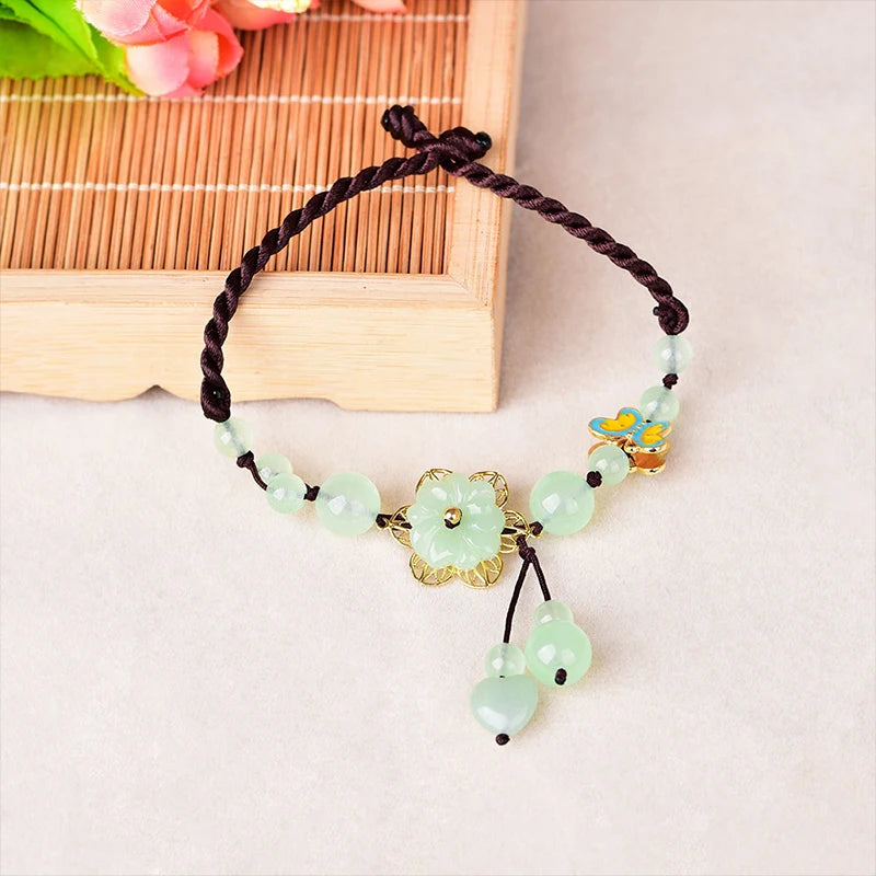 Ethnic Style Anklet Flower Pattern Beads Pendant Jewelry Leg Chain
