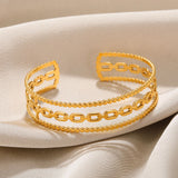 Stainless Steel Bracelet For Women Rhombus Cuff Jewelry