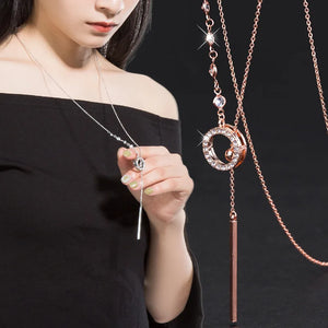 Bar Circle Long Necklace For Women Chain Sweater Necklaces Jewelry