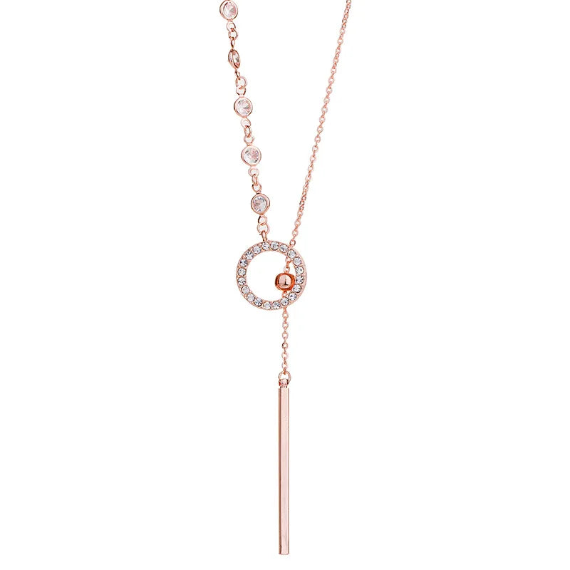 Bar Circle Long Necklace For Women Chain Sweater Necklaces Jewelry