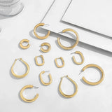 Geometric Hoop Earrings Stainless Steel Circle Huggie Earrings Punk Jewelry