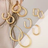 Geometric Hoop Earrings Stainless Steel Circle Huggie Earrings Punk Jewelry