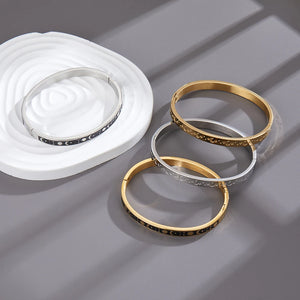 Stainless Steel Moon Star Bangle Bracelet