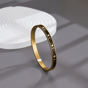 Stainless Steel Moon Star Bangle Bracelet