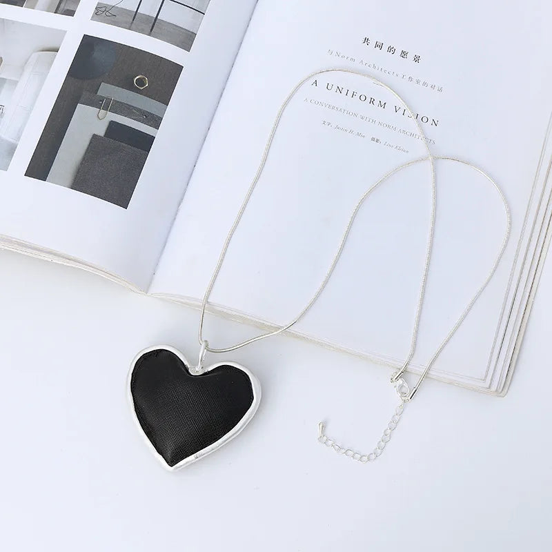 Peach Heart Pendant Necklace Long Chain Necklace for Women