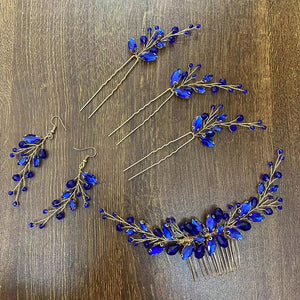 Crystal Bridal Comb Hair Pins Wedding Headband with Earrings