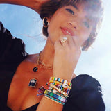 Bohemia Rainbow Turquoise Glass Bead Pearl Bracelet