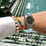 Bohemia Rainbow Turquoise Glass Bead Pearl Bracelet