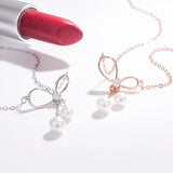 Bow Pendant S925 Silver Tassel Pearl Necklace Women's Collarbone Chain