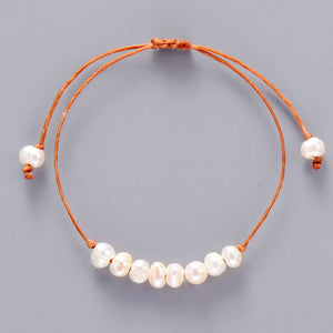 Adjustable Freshwater Pearls Bracelet Boho Bead String Gift