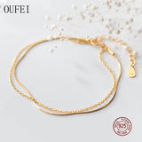 925 Sterling Silver Bracelet Charm Double-Layer Bracelet for Women