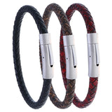 Vintage Men's Stainless Steel Leather Bracelet