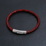 Vintage Men's Stainless Steel Leather Bracelet