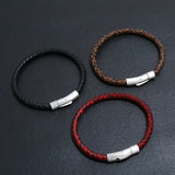 Vintage Men's Stainless Steel Leather Bracelet