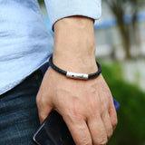 Vintage Men's Stainless Steel Leather Bracelet