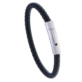 Vintage Men's Stainless Steel Leather Bracelet