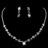 Bridal Jewelry Set Silver Rhinestone Crystal Choker Necklace Earrings