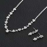Bridal Jewelry Set Silver Rhinestone Crystal Choker Necklace Earrings