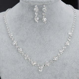 Bridal Jewelry Set Silver Rhinestone Crystal Choker Necklace Earrings