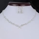 Bridal Jewelry Set Silver Rhinestone Crystal Choker Necklace Earrings