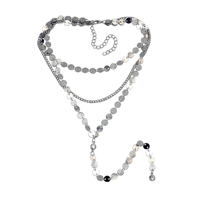 Chain Link Lock Necklace Pendant Women Goth Jewelry Party Punk Long Necklace