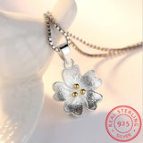 Cherry Blossoms Flower Pendant Necklace 925 Sterling Silver Choker Gift
