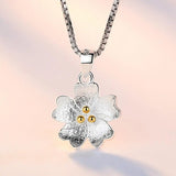Cherry Blossoms Flower Pendant Necklace 925 Sterling Silver Gift