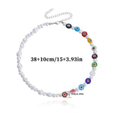 Choker Chain Colorful Glass Beads Necklace Clavicle Chain Necklace