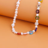 Choker Chain Colorful Glass Beads Necklace Clavicle Chain Necklace