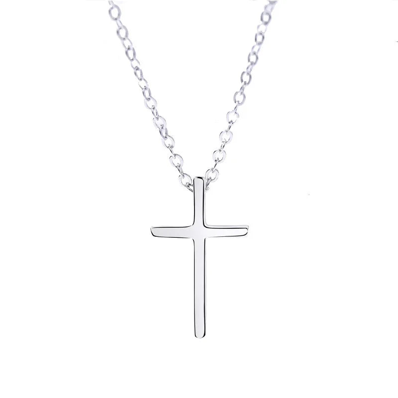 Cross Pendant Necklace Sterling Silver 925 Women Jewelry Plated