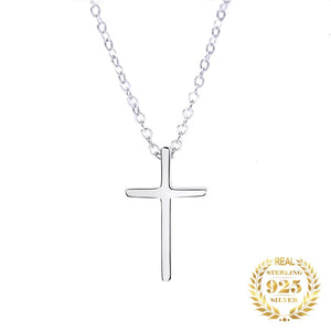 Cross Pendant Necklace Sterling Silver 925 Women Jewelry Plated