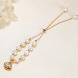 Zirconia Pearl Circle Bracelet with Shell Pendant