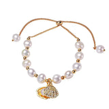 Zirconia Pearl Circle Bracelet with Shell Pendant
