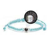 Customized Photo Projection Bracelet for Couples with Braided Hand Rope