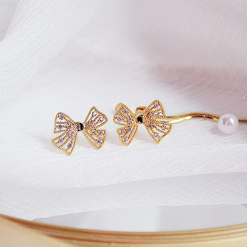 Romantic Bowknot Hollow Out Long Earrings
