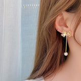 Romantic Bowknot Hollow Out Long Earrings
