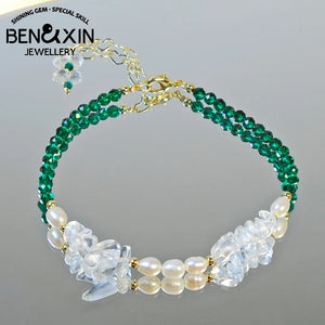 Natural Freshwater Pearls Bracelet Crystal Boho Bead Sister String Bracelet