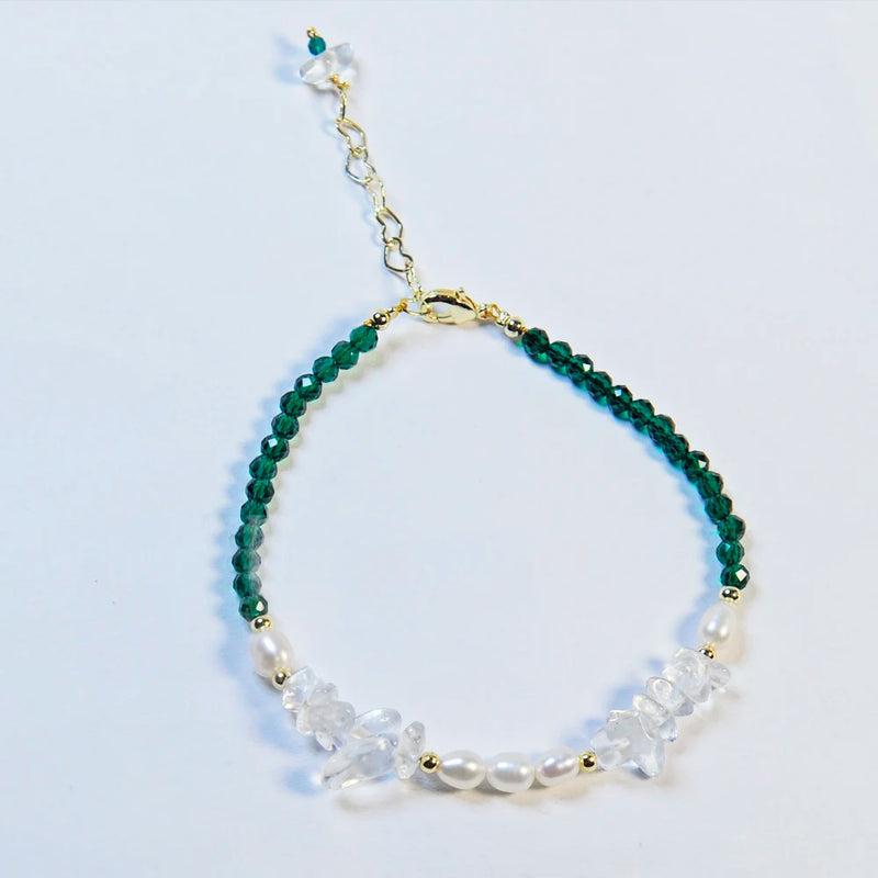 Natural Freshwater Pearls Bracelet Crystal Boho Bead Sister String Bracelet
