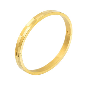 Classic Women Bangles Stainless Steel Plating 18K Grid Bracelets