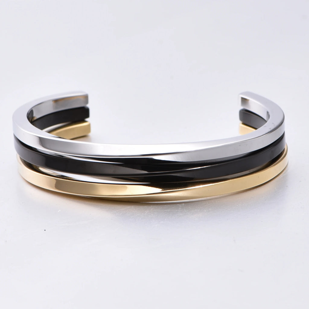 Classic Stainless Steel Bangle Cuff Bracelet for Men and Women