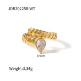 Green Zircon Wedding Rings For Women Stainless Steel Heart Crystal Ring